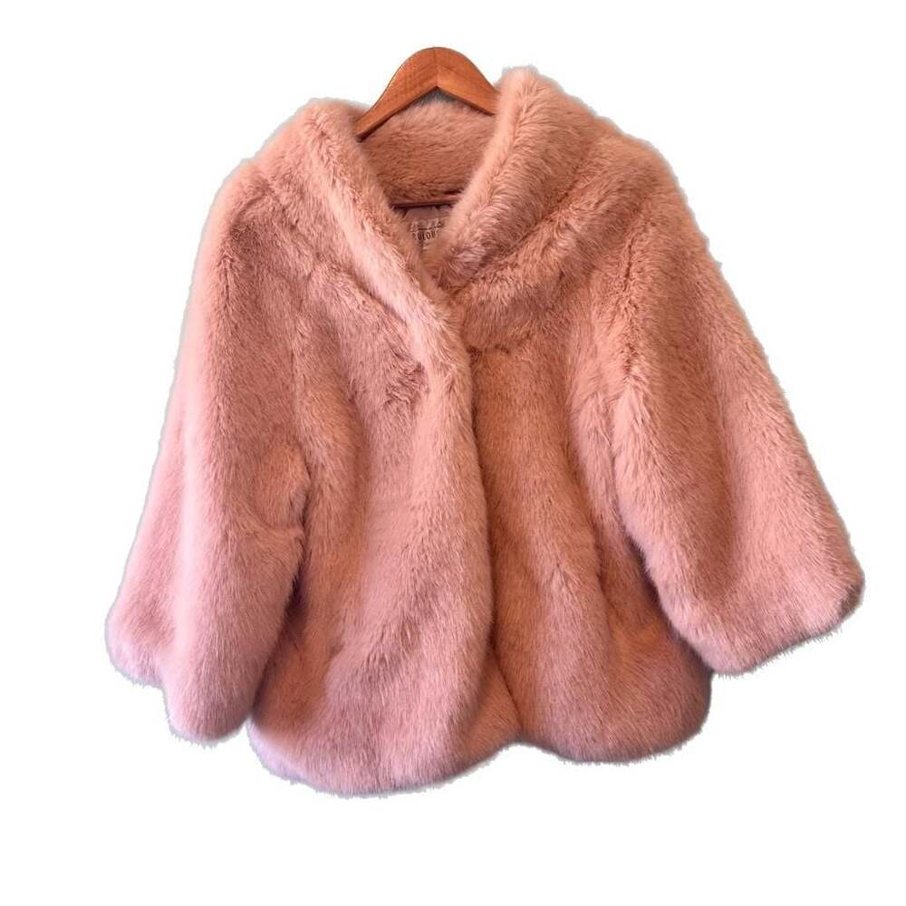 DONNA SALYERS FABULOUS FURS FAUX BLUSH MINK PERFECT LITTLE JACKET SIZE LARGE